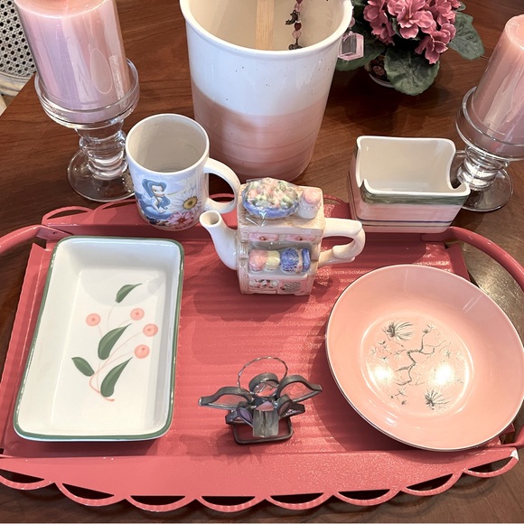 PINK on Valentine’s Day! Scandinavian Design porcelain bakeware w PINK cherries - Picture 3 of 8